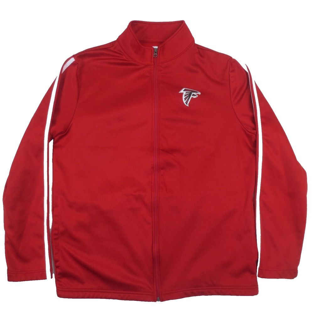 Atlanta Falcons NFL Team Apparel Track Jacket Mens Large‎ Red Full Zip Pockets